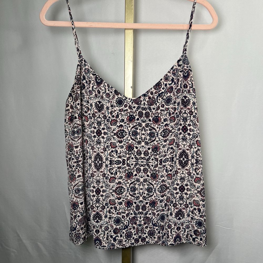 L'AGENCE Top Medium Floral Pullover‎ Tank 100% Silk Cami Adjustable Camisole
